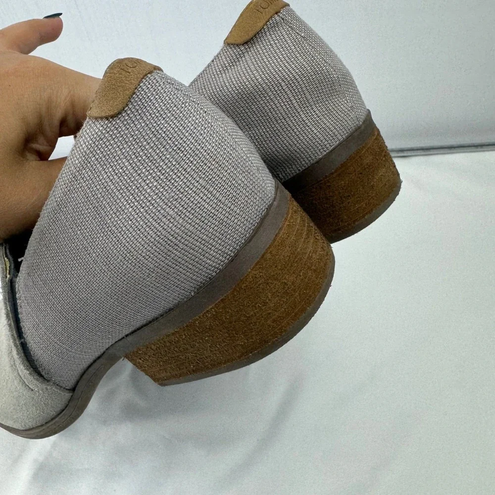 TOMS Women's Gray Suede Textile Block Heel Loafers Casual Office Shoes Size 12‎